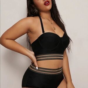 Sexy Black Plus Two Piece Bathing Suit 3X
